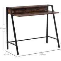 2-Tier Contemporary Workstation Desk Table with Storage Shelf - Steel Frame, Easy-Clean, Space-Saving