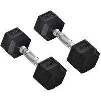 Hex Rubber Dumbbells Set 2x4kg - Steel Core, Compact, Non-Roll Design for Home Gym