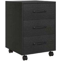 3 Drawer Mobile File Cabinet - Black, Wood-Effect, Lockable, Under-Desk Storage