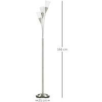 Modern 3-Light Upright Floor Lamp - Silver Finish, E14 Base, Large Uplighter