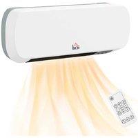 2000W Wall-Mounted Ceramic Heater - Adjustable Temperature, Remote & Timer - White