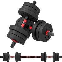 20kg Adjustable Dumbbells & Barbell Set - Black - Multi-Function Home Gym Weights