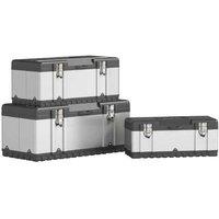 Stainless Steel Modular Toolbox Storage Set - 3pc, Stackable, Impact-Resistant (23"/19"/16")