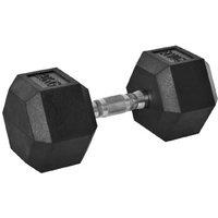 20kg Rubber Hex Dumbbell - Heavy-Duty Steel Core, Non-Roll Design, Compact Home Gym Weight