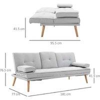 Scandi Fabric 3-Seater Sofa Bed with Table & Cup Holders - Modern Convertible Recliner