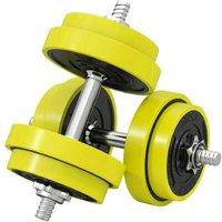 20kg Adjustable Dumbbell & Barbell Set - Heavy-Duty Polypropylene, 2-in-1 Home Gym Equipment, Compact Yellow