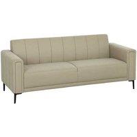 Modern Fabric 3-Seater Channel Tufted Sofa - Khaki Upholstered Couch