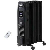 2180W 9-Fin Oil Filled Radiator with Digital Timer & Remote - Adjustable Heat, Portable, Black