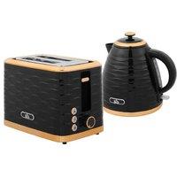 Sleek 3000W Rapid Boil Kettle & 2 Slice Toaster Set - 1.7L, Black, Modern Kitchen Appliances