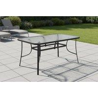 Outdoor Garden Tempered Glass Table with Parasol Hole - Weather-Resistant, Rectangle Shape, & Modern Design