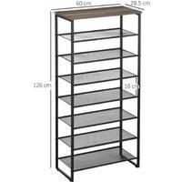 8-Tier Metal Shoe Rack - Mesh Shelves, Space-Saving, 21-24 Pair, Black/Grey
