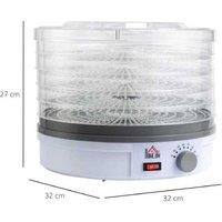 5-Tier Food Dehydrator - Adjustable Temp, 245W, Compact Grey Kitchen Appliance