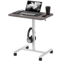Adjustable Sit-To-Stand Laptop Table - White/Grey, Steel Frame, Mobile, 75-115cm