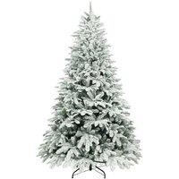 7ft Snow-Flocked Artificial Christmas Tree - 1867 Realistic Tips & Foldable Metal Stand