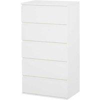 5 Drawer Modular Storage Cabinet - Freestanding Minimalist Chest, Durable Particle Board, 30kg Capacity - White