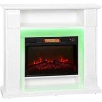 6142 BTU Electric Fireplace with Adjustable LED Mantel & Remote Control - 17-27C, White, 1800W