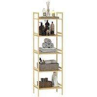 5-Tier Bamboo Storage Shelf - Adjustable, Water-Resistant, Minimalist Organiser