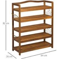 5-Tier Acacia Wood Shoe Rack with Metal Hangers - Holds 24 Pairs - Minimalist Storage Solution