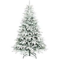 6ft Snow-Flocked Artificial Christmas Tree - Realistic 1182 Tips, Foldable Metal Stand