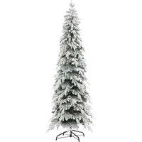 7ft Snow-Flocked Artificial Christmas Tree - Unlit, Realistic, Slim Pencil Design