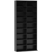 Black Wood CD & DVD Storage Tower - 640 Disc Capacity, Adjustable Shelves