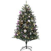 6ft Pre-Lit Artificial Christmas Tree - Warm White LEDs, 796 Tips, Snow-Flocked & Purple Ornaments