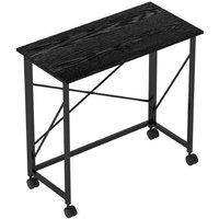 80cm Folding Desk on Wheels - Black, Space-Saving Home Office Table, Easy-Move, Compact Living Room Furniture
