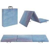 6FT Tri-Fold Folding Gymnastics Crash Mat - 2" Thick EPE Foam, Portable, Space-Saving, Blue