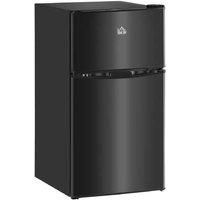 88L Under Counter Fridge Freezer - Black, Dual Door, Space-Saving, Quiet Operation