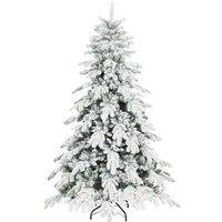 6ft Snow-Flocked Artificial Christmas Tree - Realistic Green/White, Full-Body, Flame-Retardant
