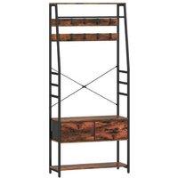 6-in-1 Industrial-Style Metal & Wood Hallway Storage Organiser Rack - Modular Entryway Solution, 100kg Capacity