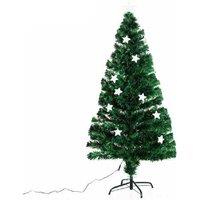 5ft Pre-Lit Artificial Fibre Optic Christmas Tree with Star LED Lights - Green