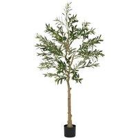 5ft Artificial Olive Christmas Tree - Realistic Silk Leaves & 32 Olives - Potted Green Indoor Dcor