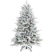 5ft Snow-Flocked Artificial Christmas Tree with Hinged Realistic Tips - Wide Nordic Style