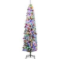 7ft Pre-Lit Artificial Christmas Tree - Snow-Flocked, LED Lights, Berries & Pine Cones