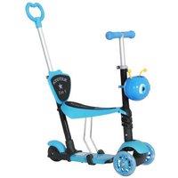 5-in-1 Kids Kick Scooter with Removable Seat - Outdoor Ride-On Toy, Adjustable, Ages 18m+, Blue