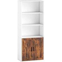 5-Tier Modular Bookcase Storage Unit - Adjustable Rustic Brown Wood, 60cm Wide, 60kg Capacity