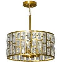 Gold-Tone Glass Crystallite Pendant Chandelier - 72 Piece, Adjustable Ceiling Light