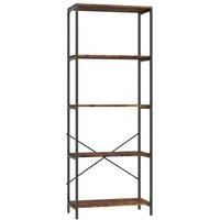 5-Tier Industrial Bookshelf Storage Unit - Metal & Wood, Heavy-Duty, Rustic Style, 161cm Tall