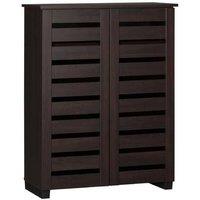 5-Tier Narrow Modular Shoe Cabinet, Adjustable Wood Shelves, Slim Storage - Dark Brown