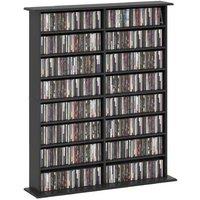 Black Wood Media Storage Tower - 720 CD / 396 DVD / Blu-ray Rack, Adjustable Shelves, Modern Space-Saving Unit