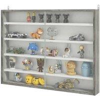 5-Tier Glass Door Wall Shelf - Modular Storage Cabinet, Grey Wood Grain, 60x80cm