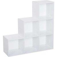 6 Cube Modular Shelving Cabinet - White Particle Board, Stackable, High Capacity, Minimalist Storage