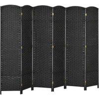 6-Panel Black Polypropylene Room Divider - Folding Privacy Screen, Modern Partition, 240x170cm
