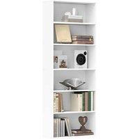 6-Tier Modular Bookcase Storage Shelf - White Particle Board - Adjustable, 60x24x158.5cm