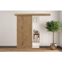 6.5FT MDF Sliding Barn Door Track Kit - Space-Saving Rustic Wood Style