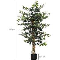 130cm Artificial Ficus Tree in Pot - Realistic Plastic Greenery, Indoor/Outdoor Home Decor