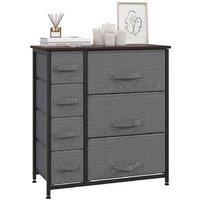 7-Drawer Modular Fabric Dresser - Adjustable Metal Frame Storage - Dark Grey Minimalist