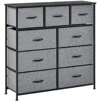9-Drawer Modular Fabric Dresser Storage Chest - Minimalist Steel Frame, Space-Saving, Black & Grey