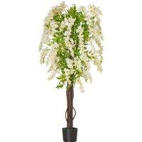 160cm Faux White Wisteria Tree in Pot - Artificial Floral Home Decor, Realistic Silk Leaves